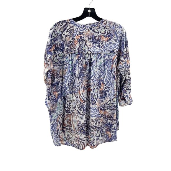 Nine West Women 3/4 Sleeve 1/2 Button Floral Animal Print Boho Top Shirt Size S - Picture 6 of 12